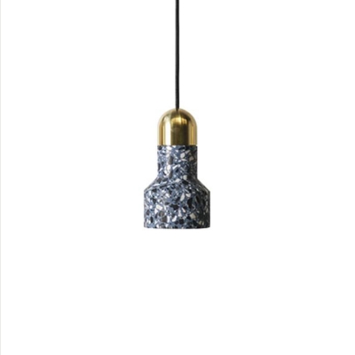 Grenade Shaped Small Pendant Lamp Nordic Terrazzo 1-Light Living Room Hanging Light Fixture