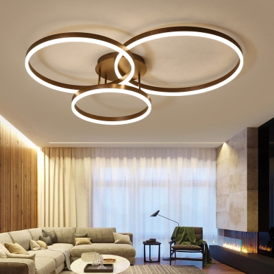 Halo Ring LED Semi Mount Lighting Simplicity Metal Coffee Close to Ceiling Light