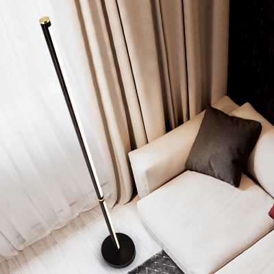 Living Room LED Floor Light Minimalist Black Stand Up Lamp with Tube Acrylic Shade