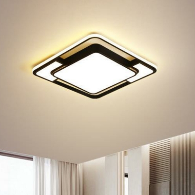 Minimalist LED Ceiling Flush Mount Light Black Geometry Flush Lamp with Acrylic Shade