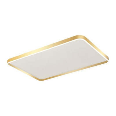 Rectangle Bedroom Flush Mount Fixture Acrylic Simple Surface Mounted Led Ceiling Light in Gold