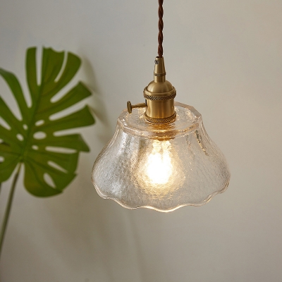 Scalloped Clear Glass Mini Pendant Light Industrial 1 Head Dining Table Hanging Ceiling Light