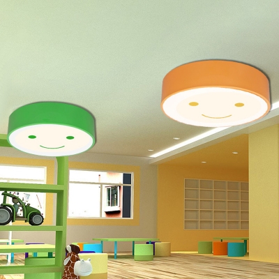 Smiley Patterned Round LED Flushmount Cartoon Acrylic Kindergarten Ceiling Mount Light Fixture