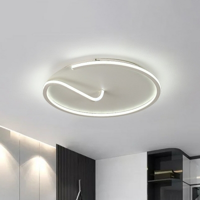 Twisted Line LED Flush Mount Lighting Modern Aluminum Bedroom Ceiling Fixture with Round Canopy