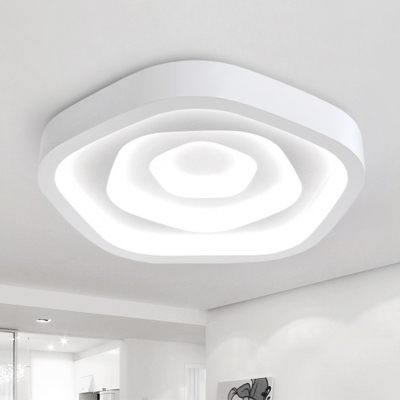 White Rose Shaped LED Ceiling Light Nordic Acrylic Flush Mount Light Fixture for Living Room