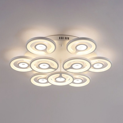 White Tree-Like LED Semi Flush Mount Contemporary Acrylic Ceiling Light for Bedroom