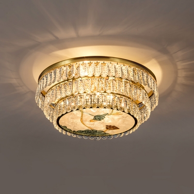 3-Tier Crystal Flushmount Ceiling Lamp Postmodern Brass Finish Flush Mount Lighting