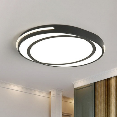 Black Geometric LED Ceiling Light Fixture Minimalist Acrylic Flush-Mount Light for Bedroom