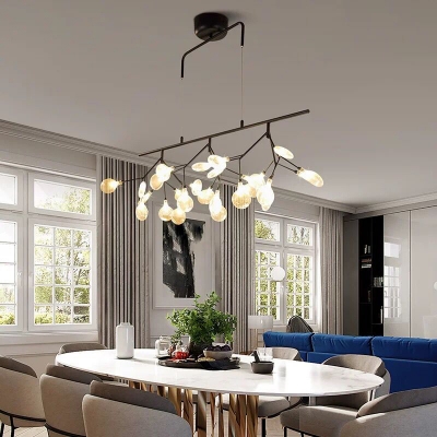 Clear Glass Firefly LED Hanging Light Nordic Island Ceiling Light for Dining Room