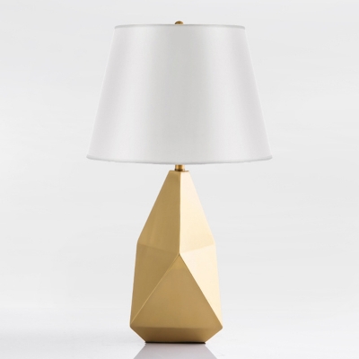 Electroplated Rock Shaped Table Lamp Postmodern Metal Single Gold Night Light with Empire Shade