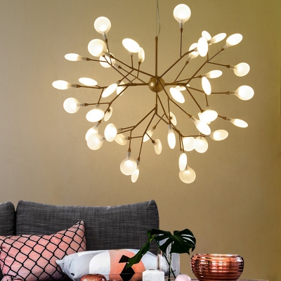 Firefly Shade Living Room LED Suspension Light Nordic Style Chandelier Light in Gold