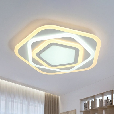 Flower-Like Dining Room Ceiling Fixture Metal Modernist LED Flush Mount Light in White