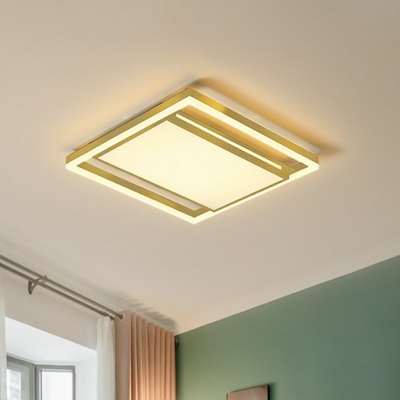 Geometric Shaped Bedroom Flush Mount Acrylic Modernist LED Ceiling Lighting in Gold