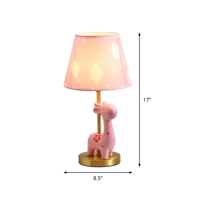 Giraffe Nightstand Light Cartoon Resin 1-Head Bedside Table Lighting with Empire Shade