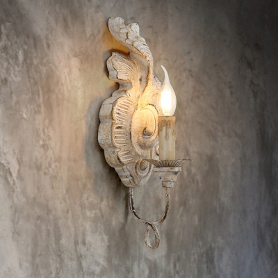 Rustic Candle Wall Sconce Light Wooden Wall Mounted Lighting Fixture for Dining Room