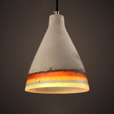 Shaded Suspension Light Simplicity Cement 1 Head Restaurant Pendant Light Fixture in Grey