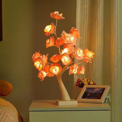 Blossom Tree Plastic Night Lamp Modern USB Charging LED Night Table Light for Girls Room