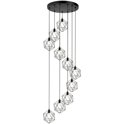 Cage Style Spiral Pendant Ceiling Light Nordic Metal Dining Room Multiple Hanging Lamp