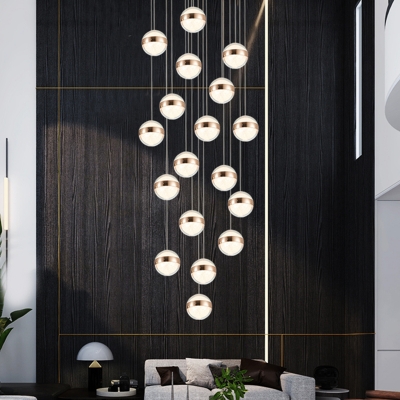 Crystal Cluster Ball Pendant Lighting Modernist Gold Finish Hanging Lamp for Dining Room