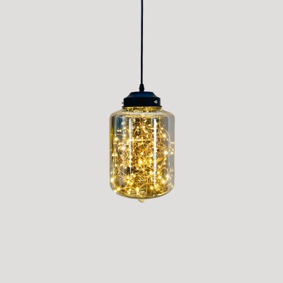 Designer Starry Pendulum Light Closed-Glass Dining Table LED Suspension Pendant in Black