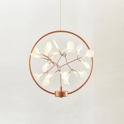 Firefly Chandelier Light Simplicity Acrylic Living Room LED Pendant Light Fixture in Rose Gold
