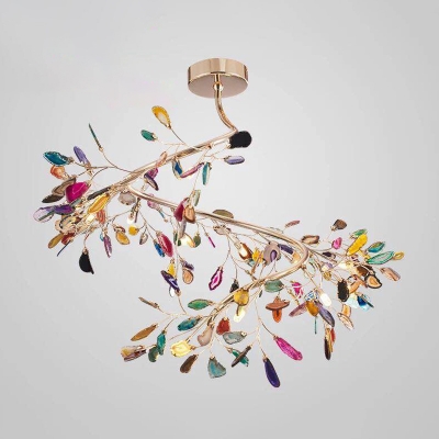 Firefly Shaped Living Room LED Suspension Light Agate Nordic Style Chandelier Light in Champagne
