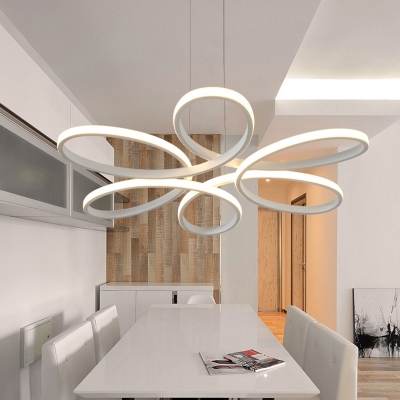 Flower-Like Metal Chandelier Light Minimalist LED Suspension Pendant over Dining Table