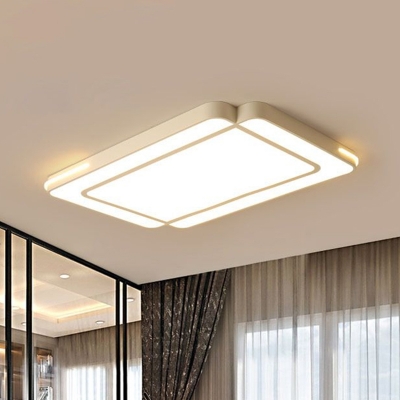Geometric Living Room LED Ceiling Lamp Acrylic Simplicity Flush-Mount Light in White