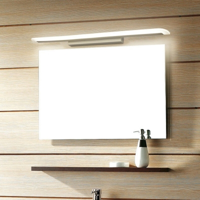 Linear LED Vanity Wall Light Fixture Simple Acrylic Bath Wall Mount Lamp in White