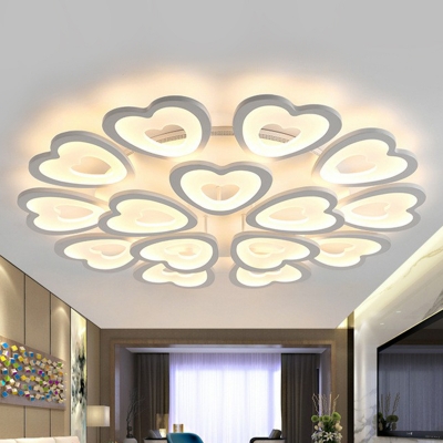 Loving Heart Shaped Semi Flush Mount Minimalist Acrylic White LED Ceiling Light Fixture