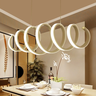 Metal Swirling Island Lamp Modernist LED White Ceiling Hang Fixture in Warm/White Light
