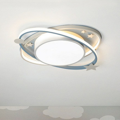 Orbit Kids Bedroom Ceiling Flush Light Metal Integrated LED Cartoon Flushmount Lighting