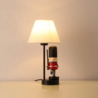 Resin Trooper Table Lighting Kid 1 Bulb Nightstand Lamp with Lampshade for Boys Bedroom