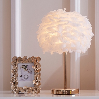 Sphere Nightstand Light Stylish Minimalist Feather 1 Bulb Living Room Table Lamp