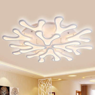 White Coral LED Semi-Flush Mount Ceiling Light Nordic Acrylic Flush Mounted Lamp for Bedroom