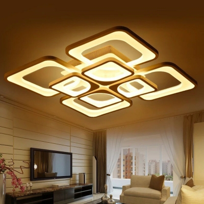 White Multi-Square LED Semi Flush Mount Modernism Acrylic Close to Ceiling Light