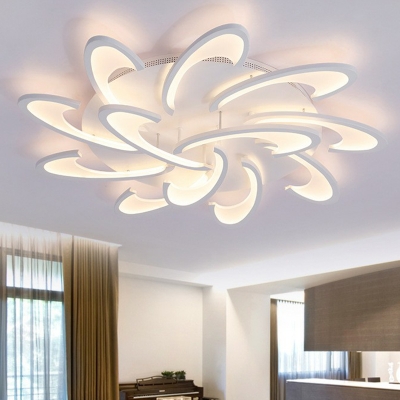 White Swirl LED Semi Mount Lighting Modern Style Metal Flush Mount Ceiling Light