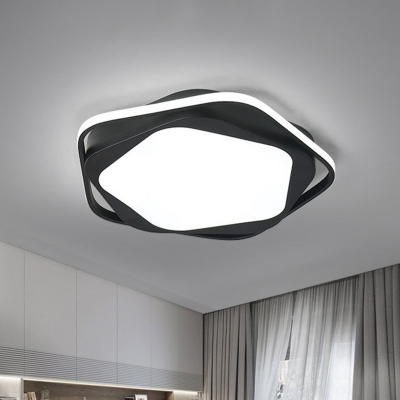 Black Pentagon LED Flush Mount Ceiling Light Modern Acrylic Flush Light Fixture for Bedroom