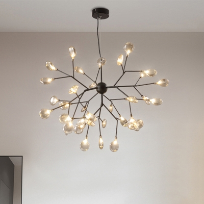 Branched Firefly Living Room Chandelier Lighting Glass Minimalist LED Pendant Light