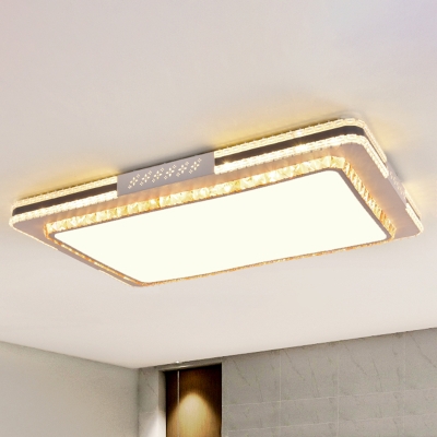 Geometric Living Room Flush Mount Lighting Fixture Crystal LED Minimalist Ceiling Light in Stainless Steel
