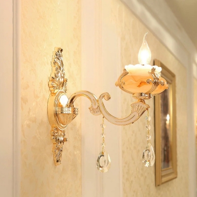 Gold Curved Arm Wall Mount Light Traditional Metal Family Room Wall Lighting Ideas