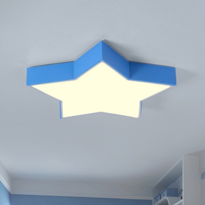 Kids Bedroom LED Ceiling Lighting Simple Style Flush Mount with Star Acrylic Shade