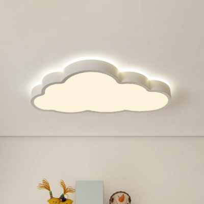 Kids Style Cloud LED Ceiling Light Metal Bedroom Flushmount Light with Acrylic Shade