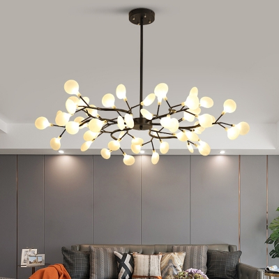 Minimalist Tree Branch Chandelier Lighting Metallic Living Room LED Pendant Light