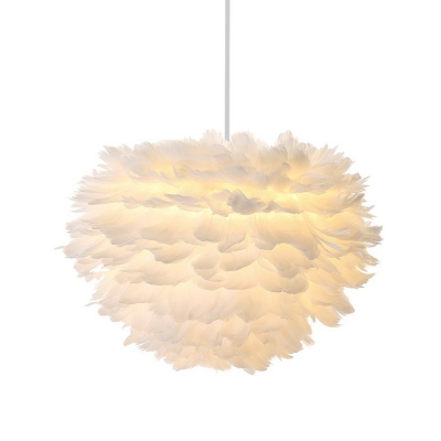 Nordic Geometry Pendant Lighting Feather 1 Head Bedroom Hanging Ceiling Light in White