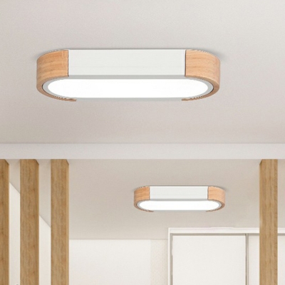 Oval Splicing Kitchen Ceiling Mount Lamp Wooden Nordic Style LED Flush-Mount Light