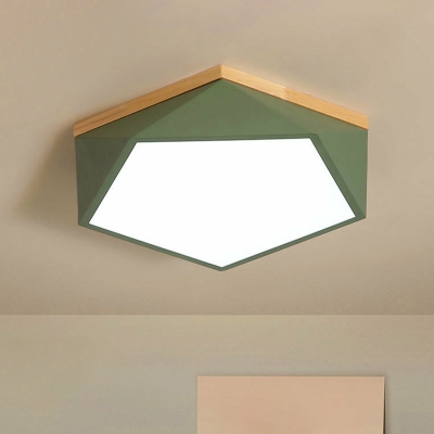 Pentagon Faceted Ceiling Lamp Minimalist Metallic Bedroom LED Flush Mounted Light
