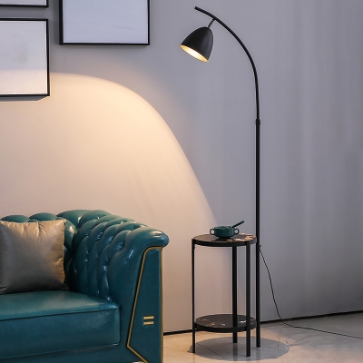 Postmodern Bell Floor Lamp Metal 1 Bulb Living Room Standing Lighting with 2-Tier Marble Shelf