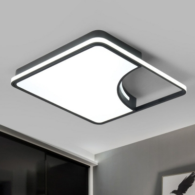Square LED Ceiling Flush Mount Light Simple Acrylic Black Flush Mount with Sector Cutout