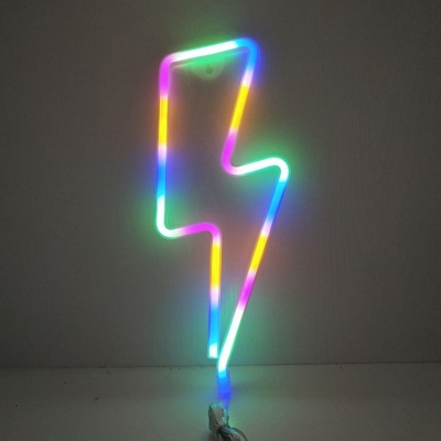Thunderbolts Shaped Battery Night Light Kids Style Rubber White LED Standing Table Lamp with Wall Hook